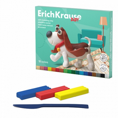 Пластилин 18цв. "Малыш" воск. мягк., 234гр, со стеком   EK  61329